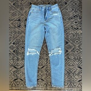 AE Women's Light Blue Distressed Skinny Jeans